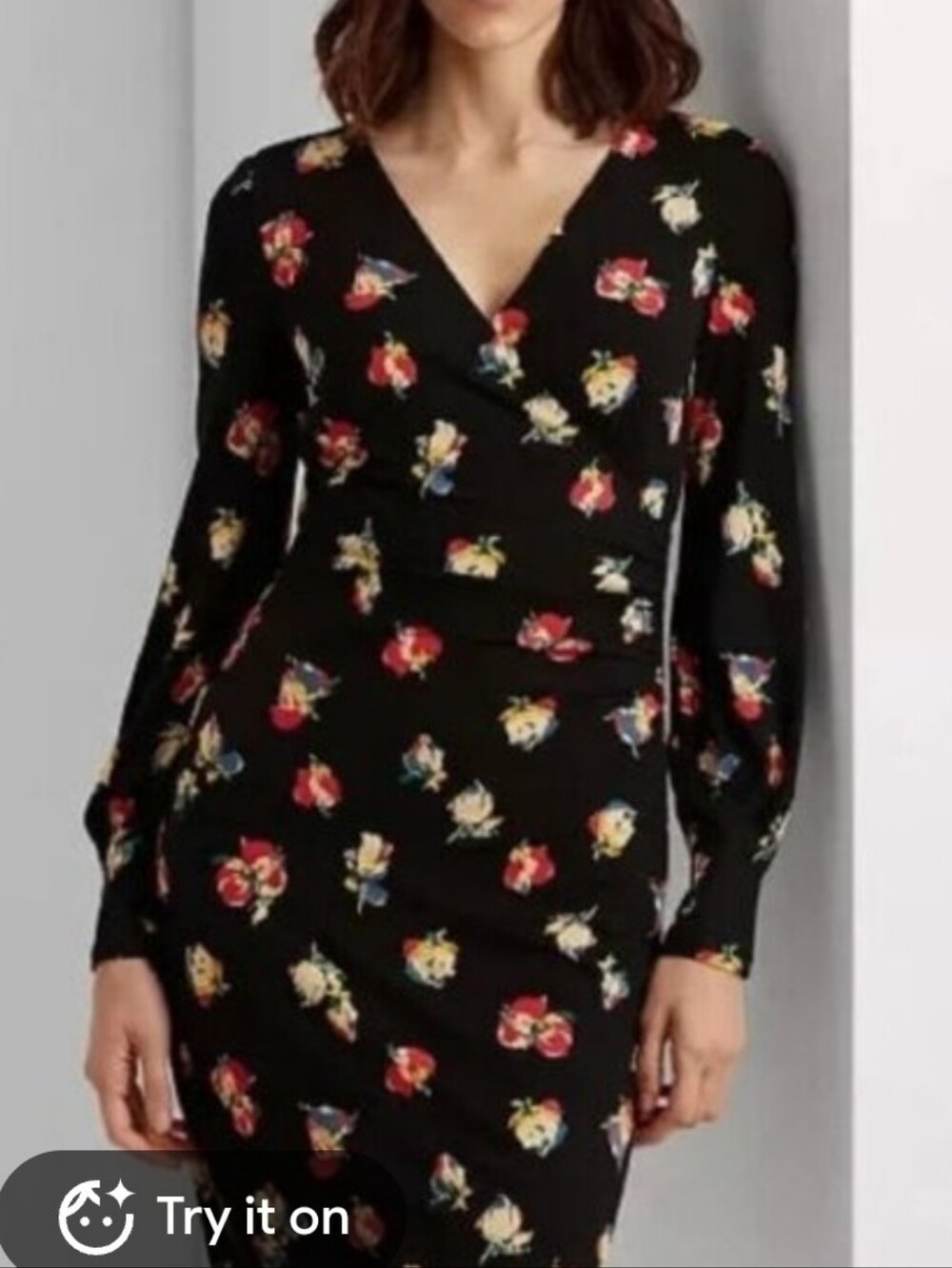 Lauren Ralph Lauren Black Floral Wrap Dress